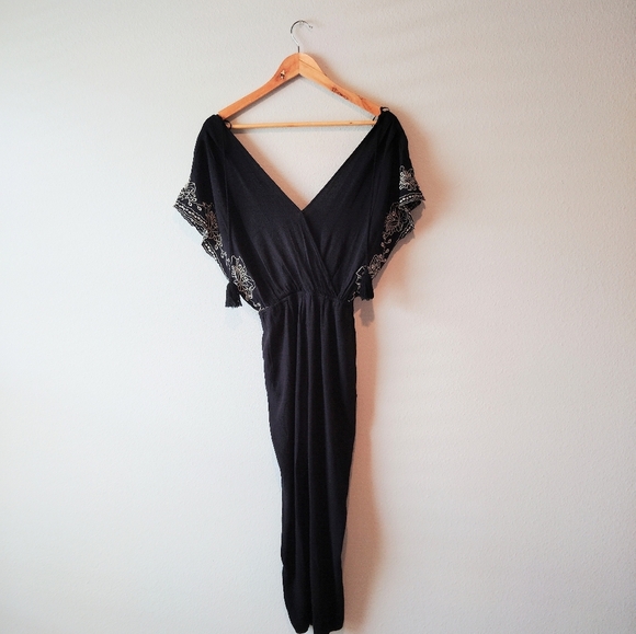 L*Space Raquel Embroidered Black Jumpsuit Size Xs - Picture 2 of 7